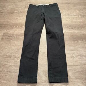 J Crew Pants Mens 30 Black Chino Flex Cotton Slim Straight Casual 30x31 Preppy